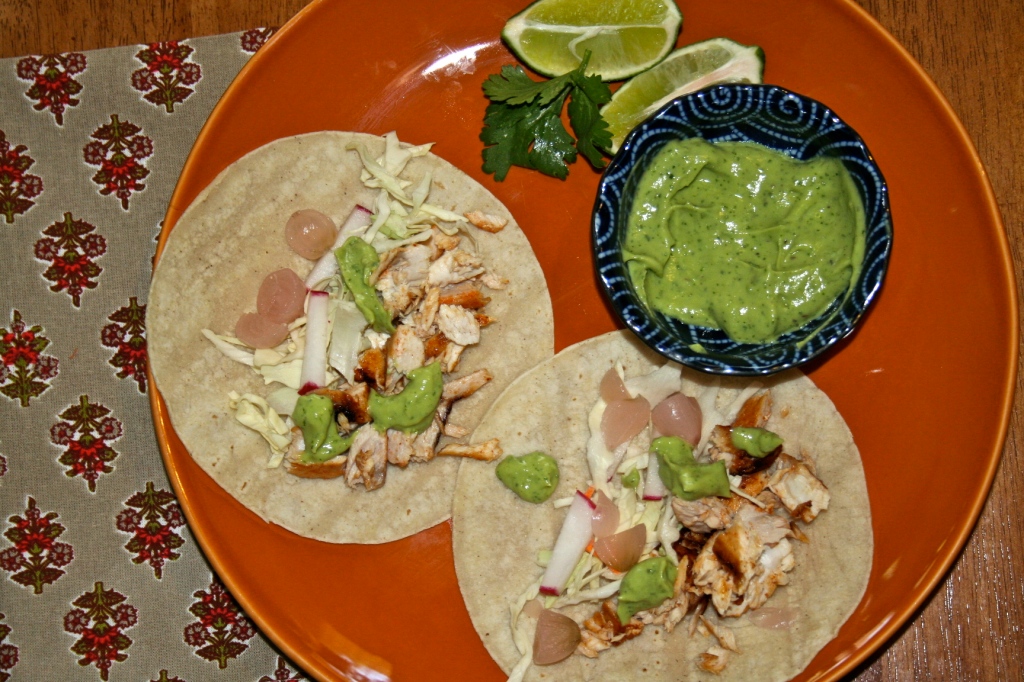 Spicy Fish Tacos with Avocado-Yogurt Sauce